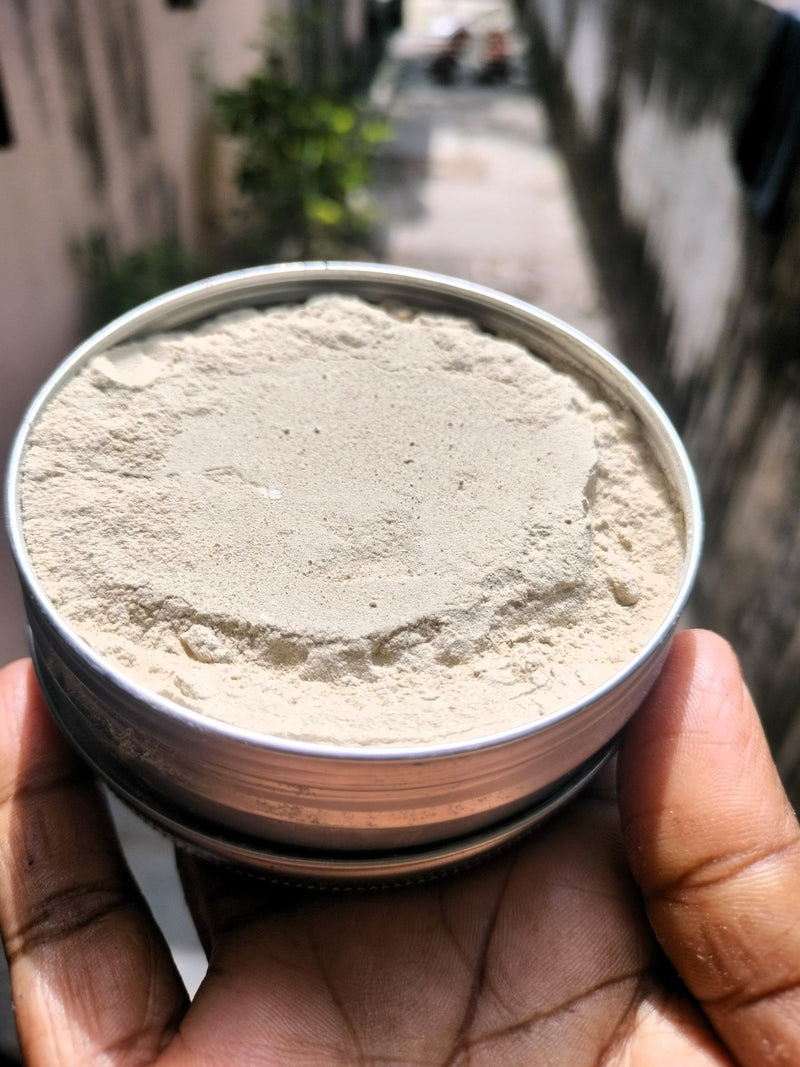Natural Dusting powder : pack of 3 with hand stitched cotton puffs | Verified Sustainable Makeup Compact on Brown Living™