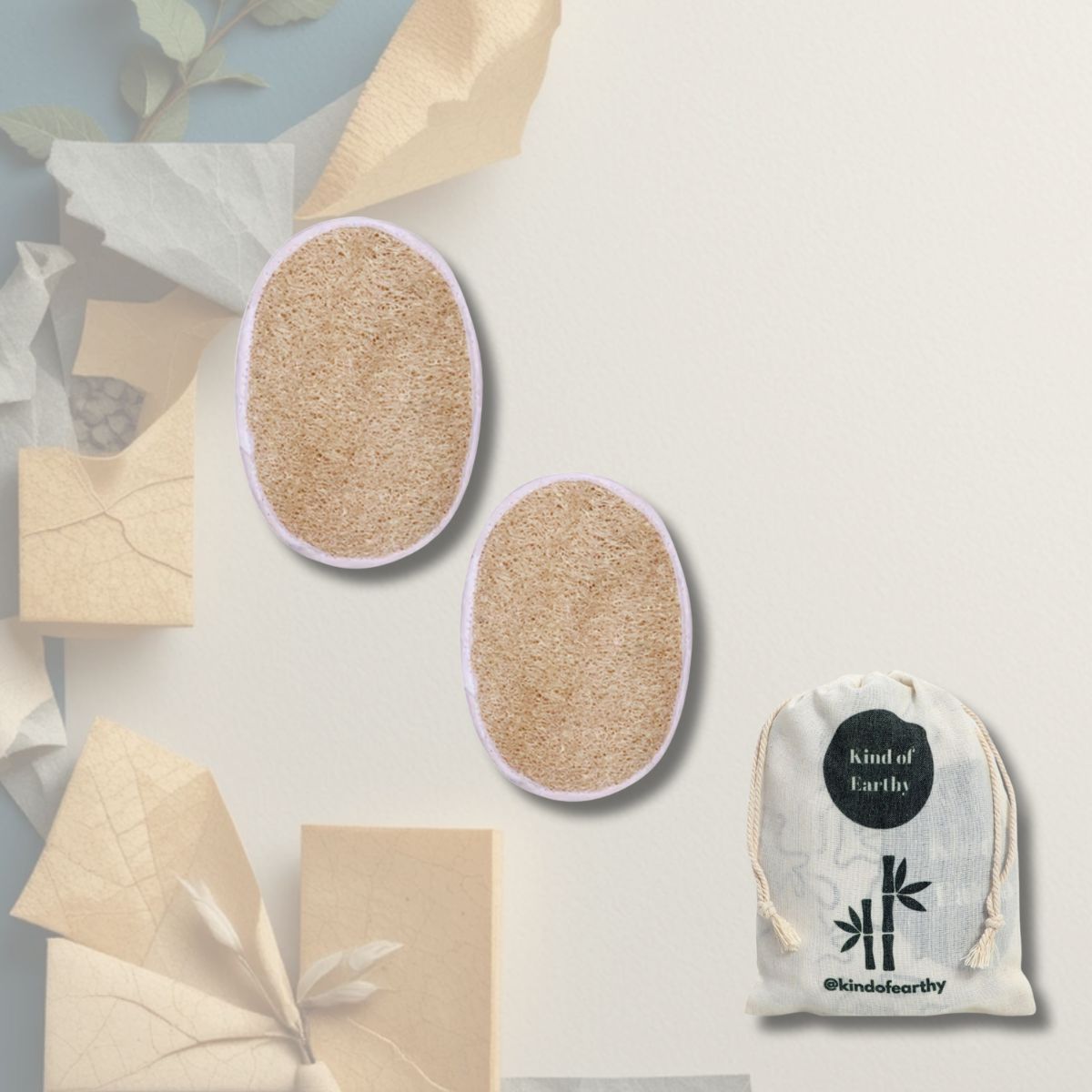 Natural Gourd Loofah with Elastic Grip | Easy - Hold Body Scrubber – Body Scrub on Brown Living™. SKU: KOE-015-HL-2. Img 2.