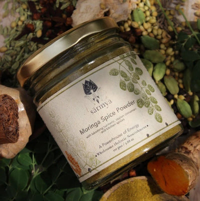 Natural Homemade Moringa Spice Powder – Health & Energy Drinks on Brown Living™. SKU: Morin_110gms997. Img 1.