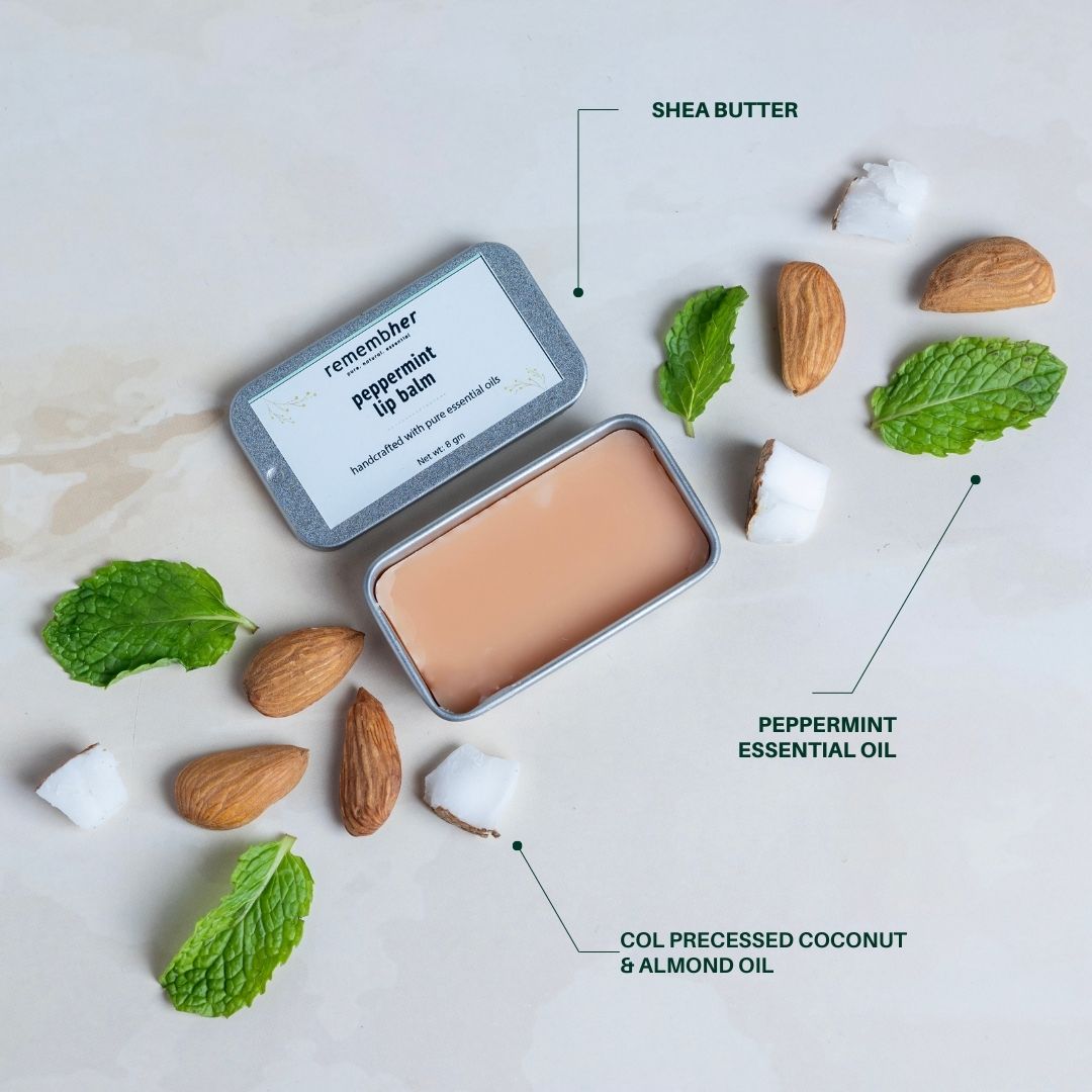 Natural Lip Balm for Chapped & Dry Lips | Preservative - Free – Lip Balms by remembher available on Brown Living™. Peppermint . SKU: PEPLB005. Img 3.