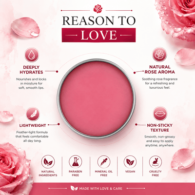 Natural Lip Balm | Spiced Rose Moisturizer with Shea Butter & Vitamin – Lip Balms on Brown Living™. SKU: FFLBSR010G. Img 4.