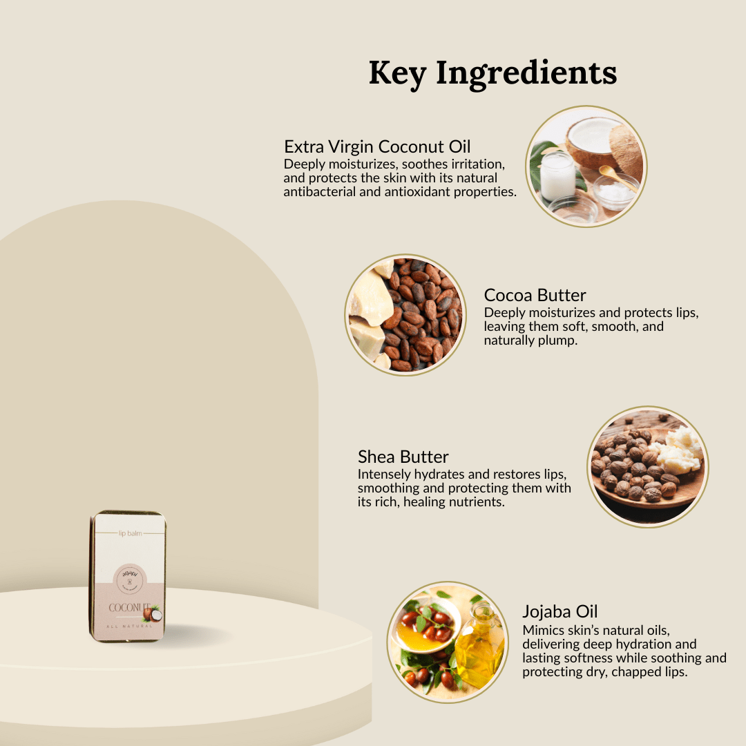 Natural Lip Balms – Hydrating & Healing Care – Skin Care by Agapi available on Brown Living™. Coconut . SKU: oceanblue - organic - cotton - shirt - 014481. Img 4.