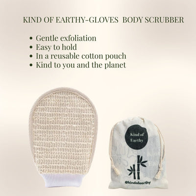 Natural Loofah Body Scrubber Glove | Exfoliating Shower Mitt – Body Scrub on Brown Living™. SKU: KOE-015-GL-1. Img 3.