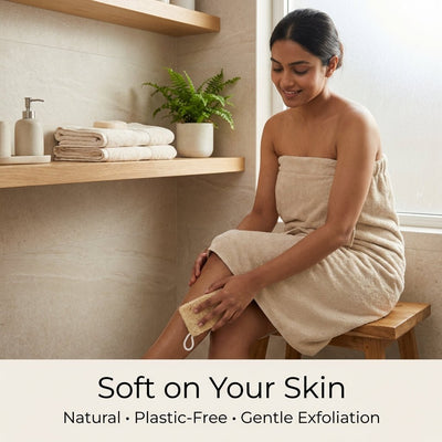 Natural Loofah Scrubber Pack Of 5 Plastic Free Body Exfoliator – Bath Accessories on Brown Living™. SKU: DOS-ORG-LOOFAH-01. Img 5.