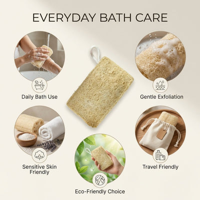 Natural Loofah Scrubber Pack Of 5 Plastic Free Body Exfoliator – Bath Accessories on Brown Living™. SKU: DOS-ORG-LOOFAH-01. Img 2.