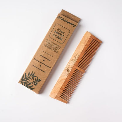 Natural Neem Wood Comb | Treated with Herbal Oils | Verified Sustainable by Brown Living™