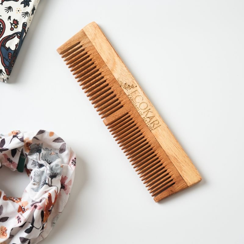 Natural Neem Wood Comb | Treated with Herbal Oils | Verified Sustainable by Brown Living™