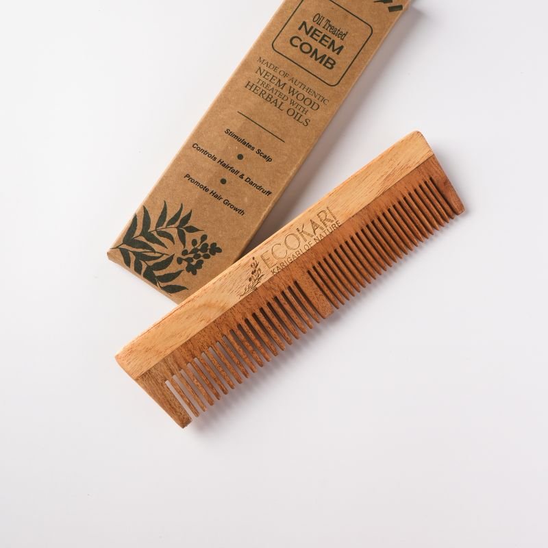 Natural Neem Wood Comb | Treated with Herbal Oils | Verified Sustainable by Brown Living™