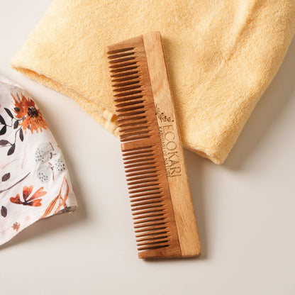 Natural Neem Wood Comb | Treated with Herbal Oils | Verified Sustainable by Brown Living™