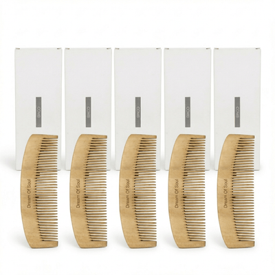 Natural Neem Wood Hair Comb Pack Of 5 Plastic Free Anti Static – Hair Comb on Brown Living™. SKU: DOS-NC-COMB-01. Img 1.