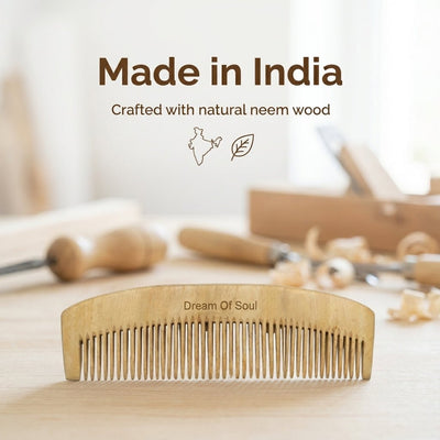 Natural Neem Wood Hair Comb Pack Of 5 Plastic Free Anti Static – Hair Comb on Brown Living™. SKU: DOS-NC-COMB-01. Img 4.