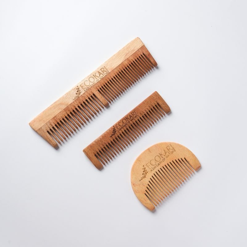 Natural Neem Wooden Combs Set | Verified Sustainable by Brown Living™