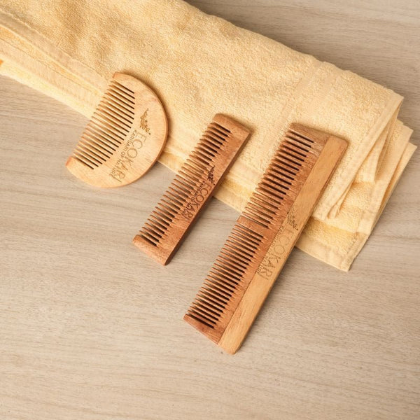 Natural Neem Wooden Combs Set | Verified Sustainable Hair Comb on Brown Living™