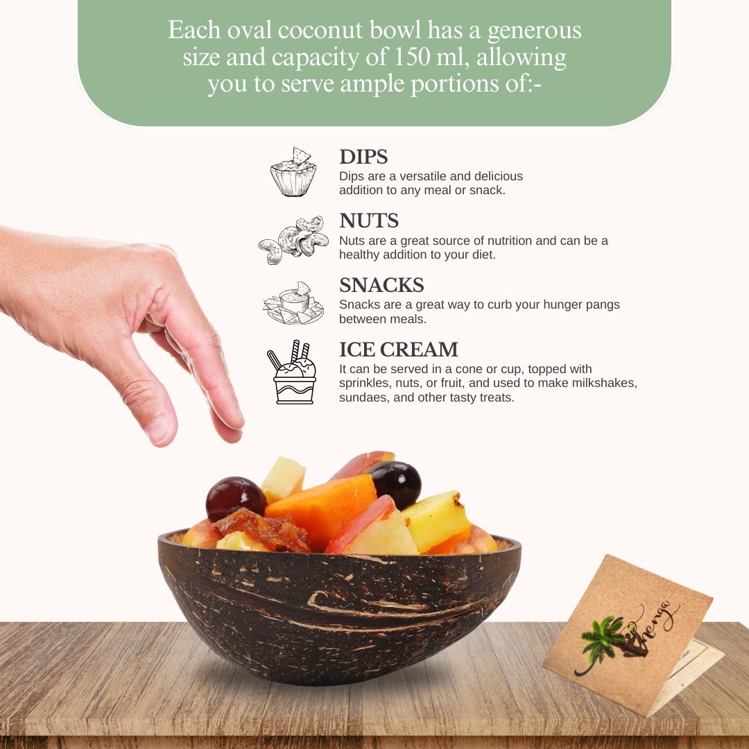 Natural Oval Coconut Shell Bowls - 150ml (Set of 10) | Verified Sustainable by Brown Living™