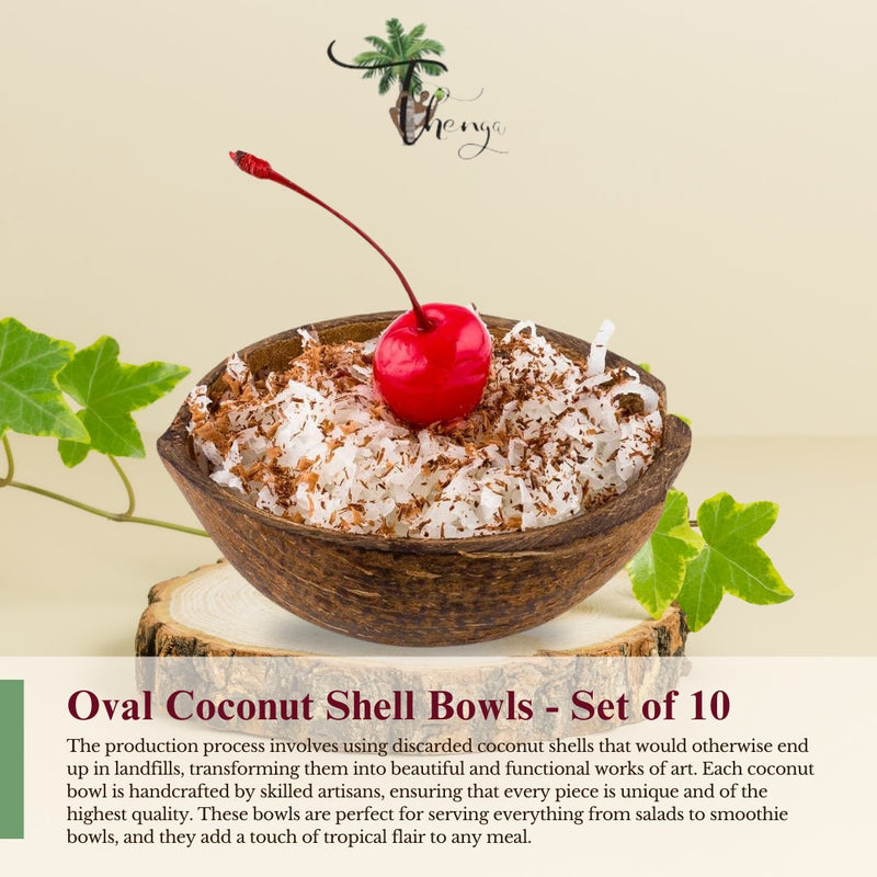 Natural Oval Coconut Shell Bowls - 150ml (Set of 10) | Verified Sustainable by Brown Living™