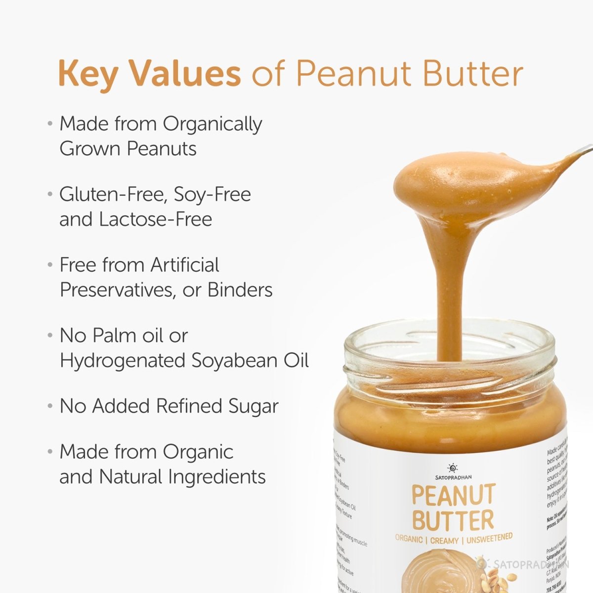 Natural Peanut Butter Crunchy 500g - Mildly Sweetened with Jaggery – Jams & Spreads by SATOPRADHAN available on Brown Living™. . SKU: 1DS_PBCS - 5H. Img 9.