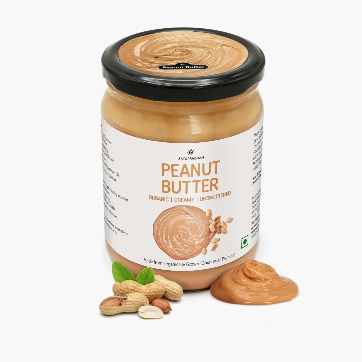 Natural Peanut Butter Crunchy 500g - Mildly Sweetened with Jaggery – Jams & Spreads by SATOPRADHAN available on Brown Living™. . SKU: 1DS_PBCS - 5H. Img 1.