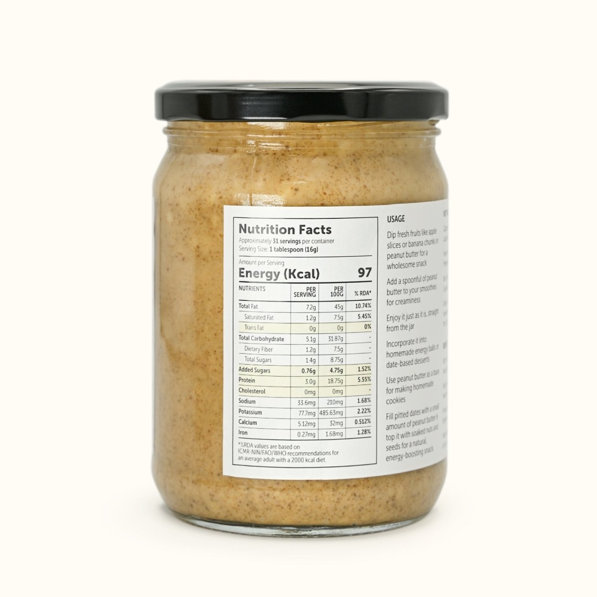 Natural Peanut Butter Crunchy 500g - Mildly Sweetened with Jaggery – Jams & Spreads by SATOPRADHAN available on Brown Living™. . SKU: 1DS_PBCS - 5H. Img 5.