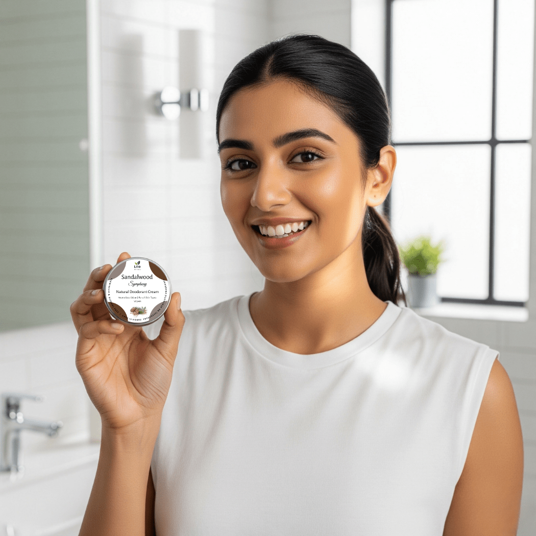 Natural Sandalwood Deodorant Cream | Jojoba & Almond Oil – Deodorant on Brown Living™. SKU: SKUS001. Img 7.