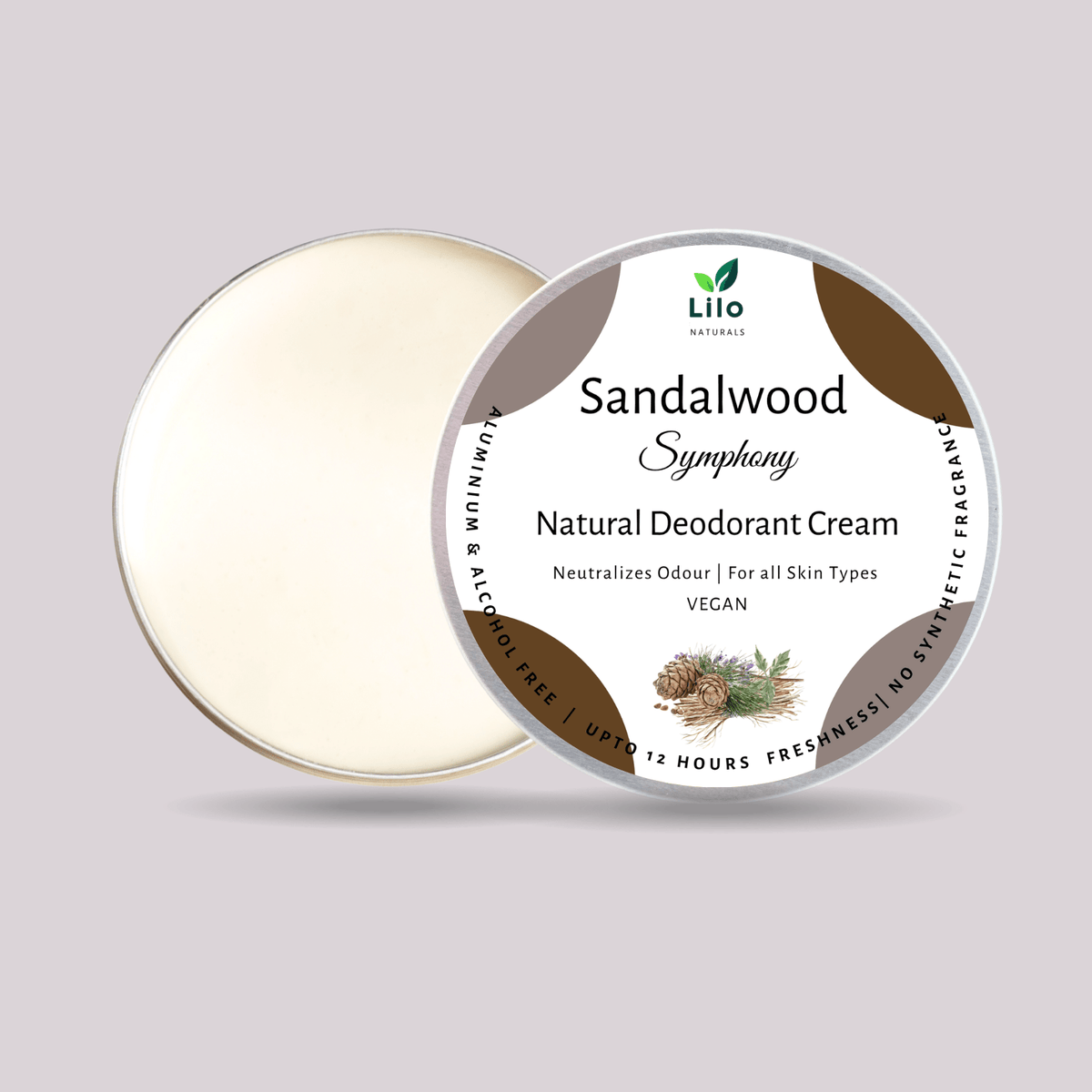 Natural Sandalwood Deodorant Cream | Jojoba & Almond Oil – Deodorant on Brown Living™. SKU: SKUS001. Img 1.
