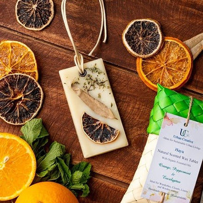 Natural Scented Wax Tablet - Orange, Peppermint & Eucalyptus - 1 or 2 – Candles & Fragrances on Brown Living™. SKU: UC - 58 / SWT_OPE. Img 1.