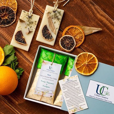 Natural Scented Wax Tablet - Orange, Peppermint & Eucalyptus - 1 or 2 – Candles & Fragrances on Brown Living™. SKU: UC - 58 / SWT_OPE. Img 7.