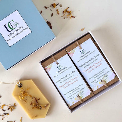 Natural Scented Wax Tablet Parijat (Coral Jasmine) , Lime & Patchouli – Candles & Fragrances on Brown Living™. SKU: UC - 59 / 2WT_PCCL. Img 3.