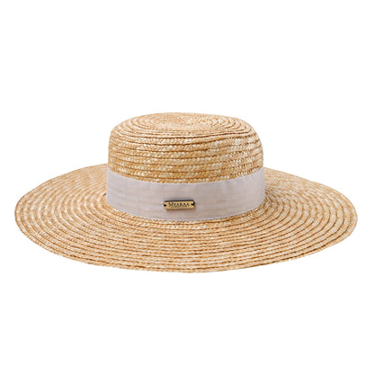 Natural Wheat Straw Wide Brim Boater Hat | Travel & Beach Essential – Womens Hat on Brown Living™. SKU: MBNL002051. Img 1.