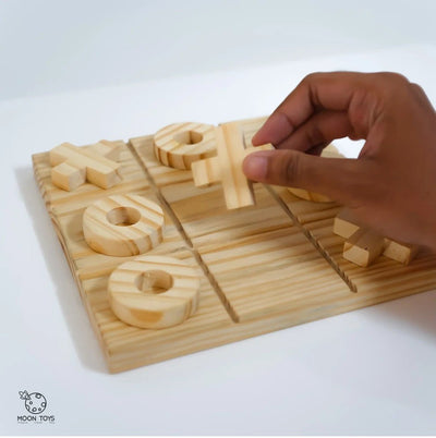 Natural Wooden Tic - Tac - Toe Game – Classic Strategy Board – Wooden Toys on Brown Living™. SKU: tictactoe. Img 2.