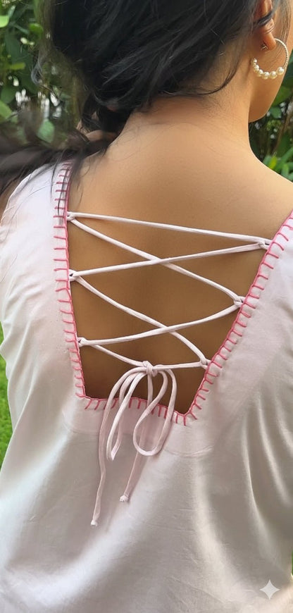 Naturally Dyed Cotton Organic Cotton Hand embroidered Indo - western – Womens Ethnic Sets on Brown Living™. SKU: C2P1S. Img 8.