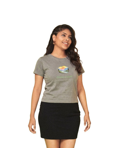 Naturally Dyed Organic Cotton T-Shirt for Women | Milky Orange – Womens T-Shirt on Brown Living™. SKU: GETS. Img 10.