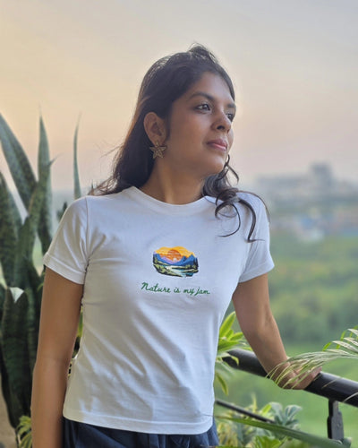 Naturally Dyed Organic Cotton T-Shirt for Women | Milky Orange – Womens T-Shirt on Brown Living™. SKU: WETXSV2. Img 8.