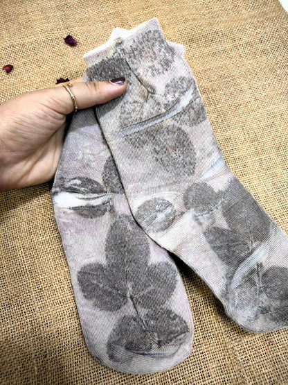 Naturally Dyed Sappan Leaf Ecoprinted Pure Cotton Socks – Womens Socks on Brown Living™. SKU: PC-SOCKS-02. Img 2.