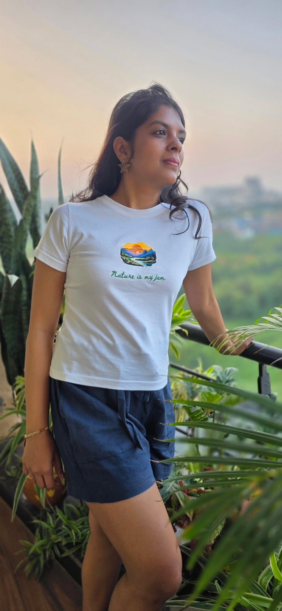 Nature Lover's Organic Cotton Slim Fit T-shirt: Classic White – Womens T-Shirt on Brown Living™. SKU: WETXL. Img 7.