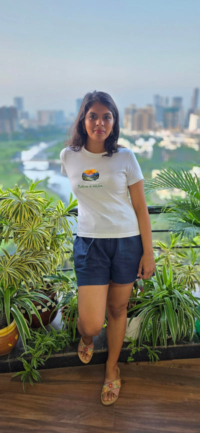 Nature Lover's Organic Cotton Slim Fit T-shirt: Classic White – Womens T-Shirt on Brown Living™. SKU: WETXL. Img 8.