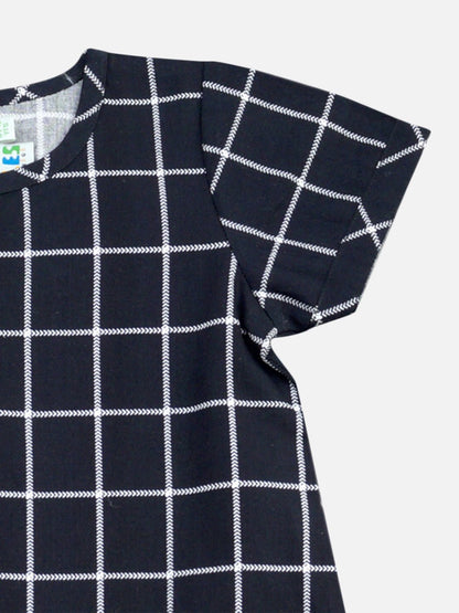 Navy Checkered Ruffle Dress Regular Fit for Girls – Kids Daywear Sets on Brown Living™. SKU: PG128_1. Img 2.
