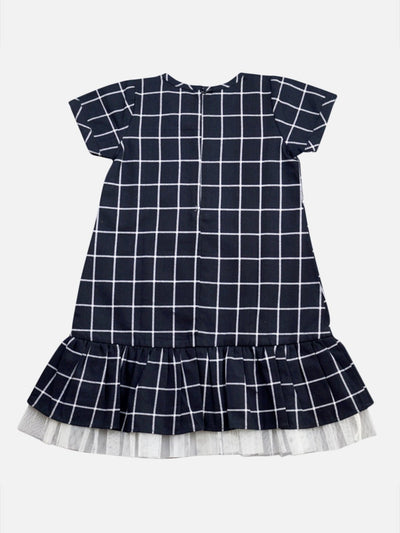 Navy Checkered Ruffle Dress Regular Fit for Girls – Kids Daywear Sets on Brown Living™. SKU: PG128_1. Img 1.