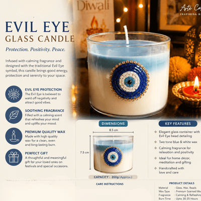 Nazar Halo Round Decorative Candle | Oudh Saffron Soy Wax Candle – Candles & Fragrances on Brown Living™. SKU: D-425. Img 3.