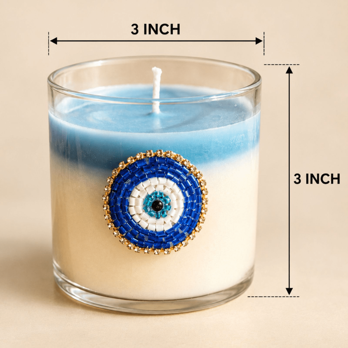 Nazar Halo Round Decorative Candle | Oudh Saffron Soy Wax Candle – Candles & Fragrances on Brown Living™. SKU: D-425. Img 6.