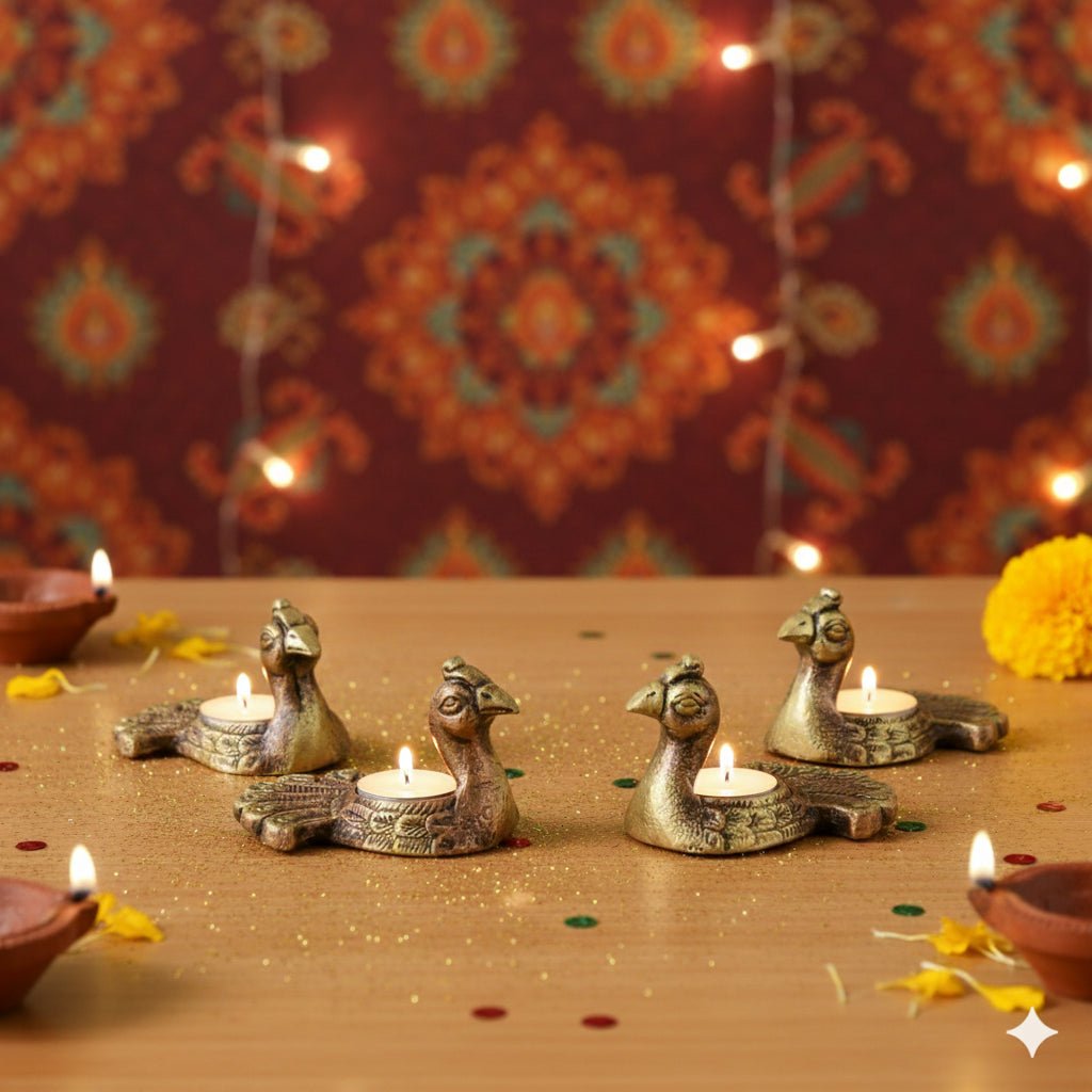 Neck Peacock T - Light Diya Set – Decorative Diya – Home Decor on Brown Living™. SKU: D36. Img 7.