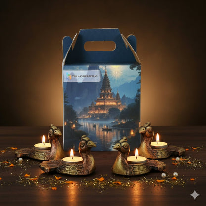 Neck Peacock T - Light Diya Set – Decorative Diya – Home Decor on Brown Living™. SKU: D36. Img 6.