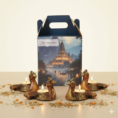 Neck Peacock T - Light Diya Set – Decorative Diya – Home Decor on Brown Living™. SKU: D36. Img 3.