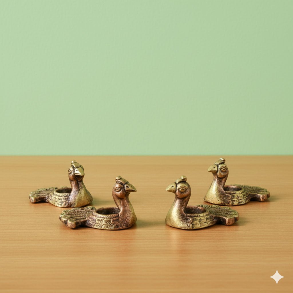 Neck Peacock T - Light Diya Set – Decorative Diya – Home Decor on Brown Living™. SKU: D36. Img 9.