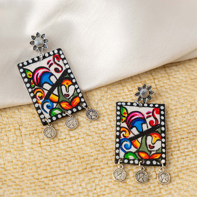 Nector Handpainted Earrings | Handmade Artistic Statement Jewellery – Jewellery on Brown Living™. SKU: AM-EAR-Nector. Img 1.