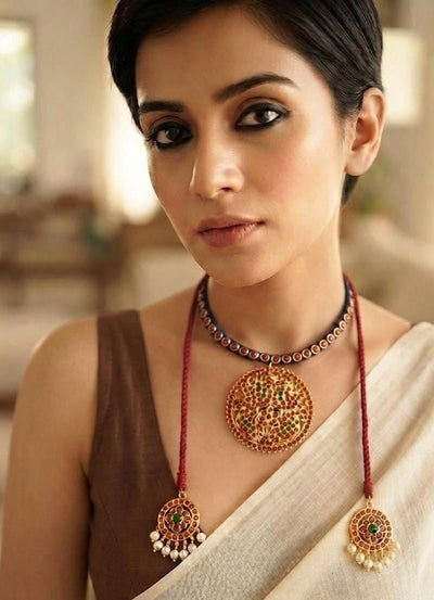 Neela Sutra Choker | Handcrafted Traditional Statement Choker Necklace – Womens Necklaces on Brown Living™. SKU: SAR1019. Img 1.