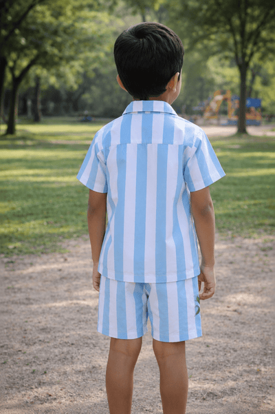 Neeli Dhaari Boys Cotton Co - ord Set | Striped Comfortable Kids Outfit – Kids Daywear Sets on Brown Living™. SKU: NDB23M1. Img 5.