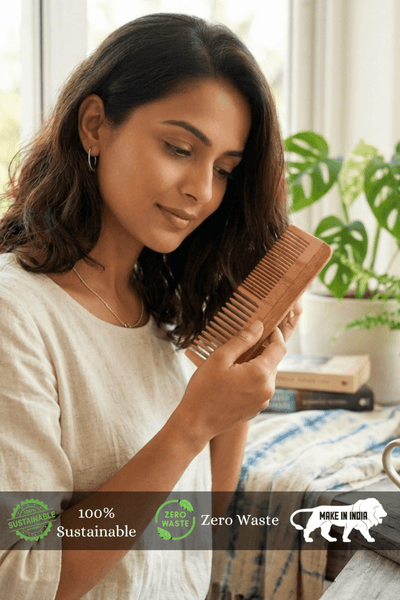 Neem Comb - Pack of 2 - Small & Large – Hair Comb on Brown Living™. SKU: 076-02903-AS-NCSB-002. Img 5.