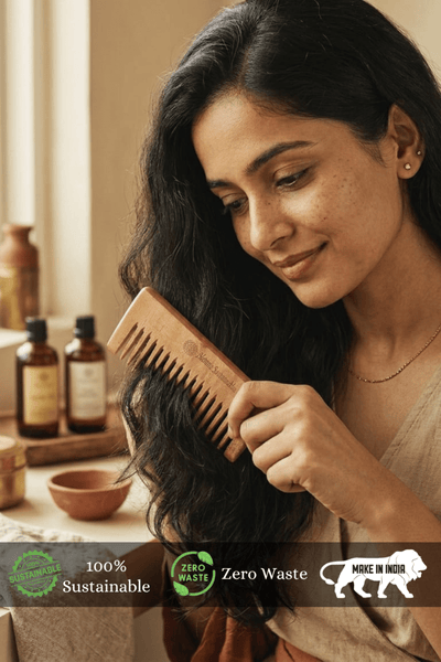 Neem Comb - Pack of 2 - Small & Large – Hair Comb on Brown Living™. SKU: 076-02903-AS-NCSB-002. Img 5.