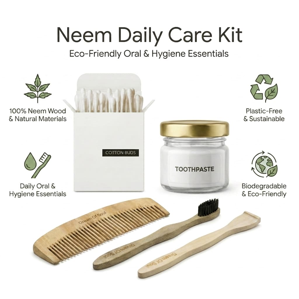 Neem Daily Care Kit | Eco - Friendly Oral Hygiene Essentials – Oral Care on Brown Living™. SKU: DOS-NDC-001. Img 2.