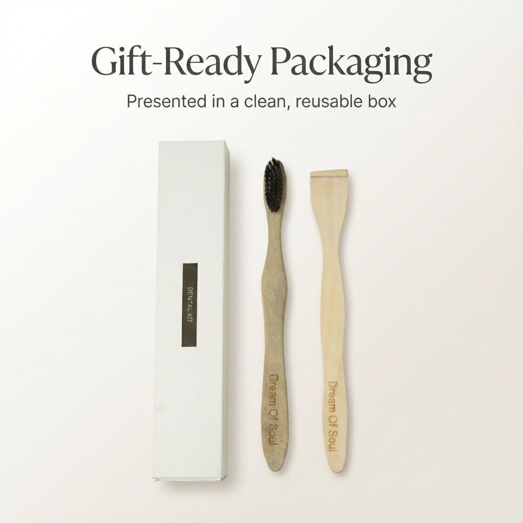Neem Oral Care Kit Pack of 4 Toothbrush & Tongue Cleaner – Oral Care on Brown Living™. SKU: DOS-NOC--01. Img 3.